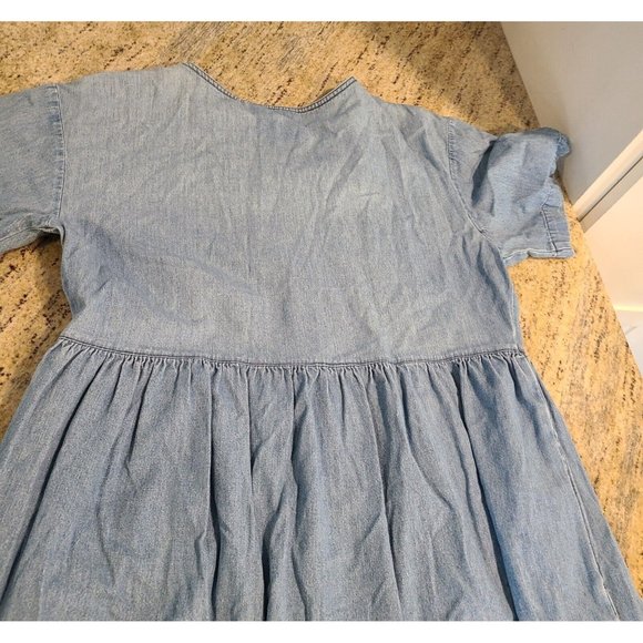 Blue Buttoned Puff Sleeve Sundress - Picture 12 of 15